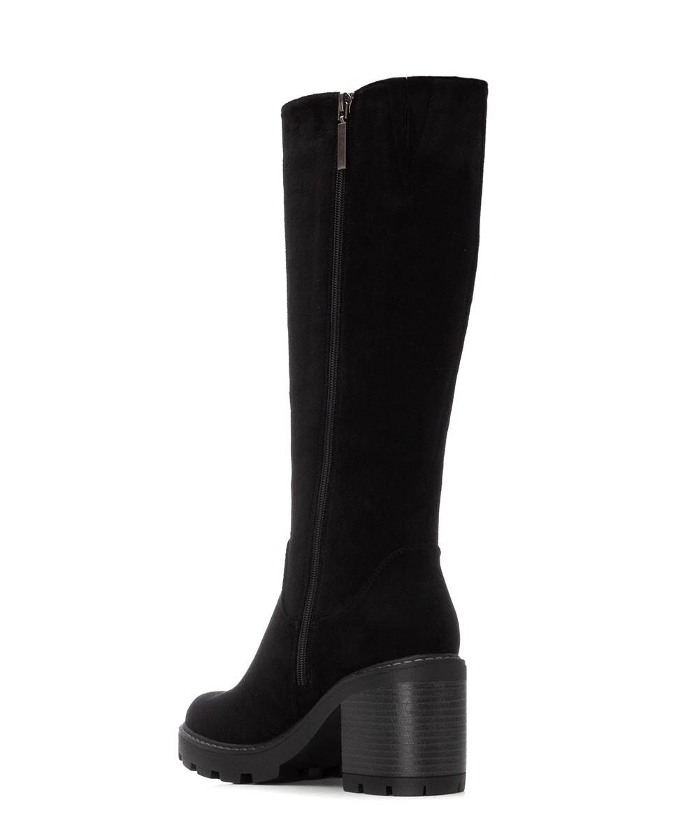 Bota de mujer con cremallera de antelina - Refresh - Negro Negro-4