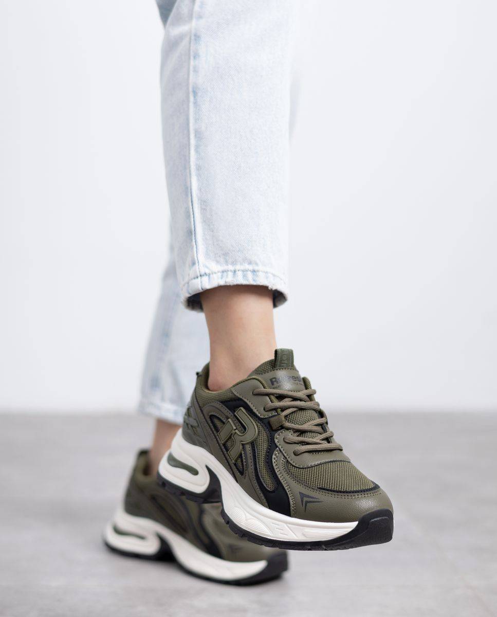 Zapatilla de mujer con plataforma - Refresh - Kaki Kaki-2