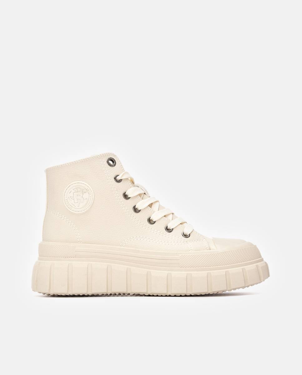 Botines de mujer con cordones - Refresh - Beige Beige-1