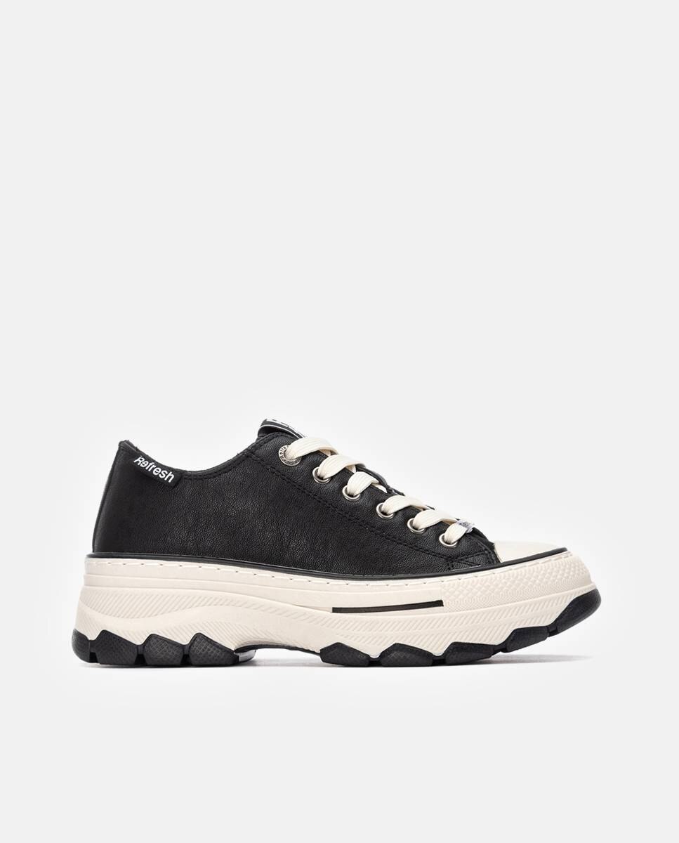 Zapatilla de mujer con cordones - Refresh - Negro Negro-1