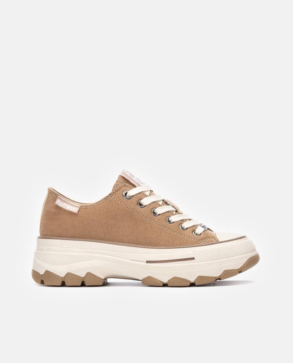 Zapatilla de mujer con cordones - Refresh - Marrón Marrón-1