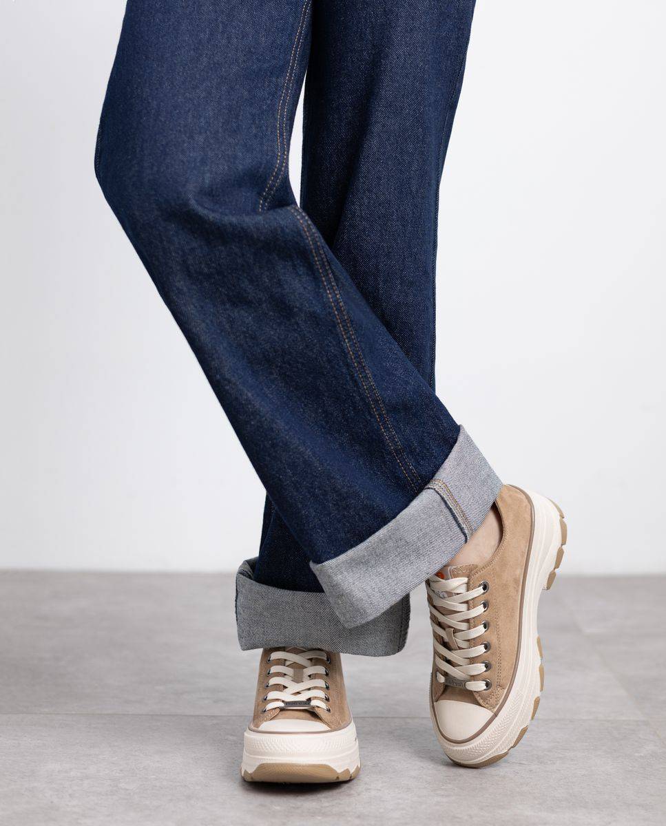 Zapatilla de mujer con cordones - Refresh - Marrón Marrón-2