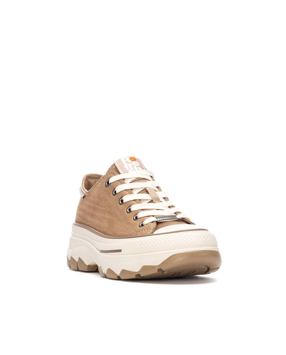 Zapatilla de mujer con cordones - Refresh - Marrón Marrón-3