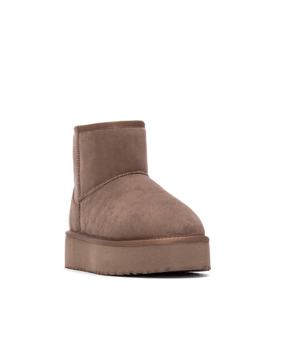 Botines con pelo de mujer australiano con plataforma - Xti - Marrón Marrón-3