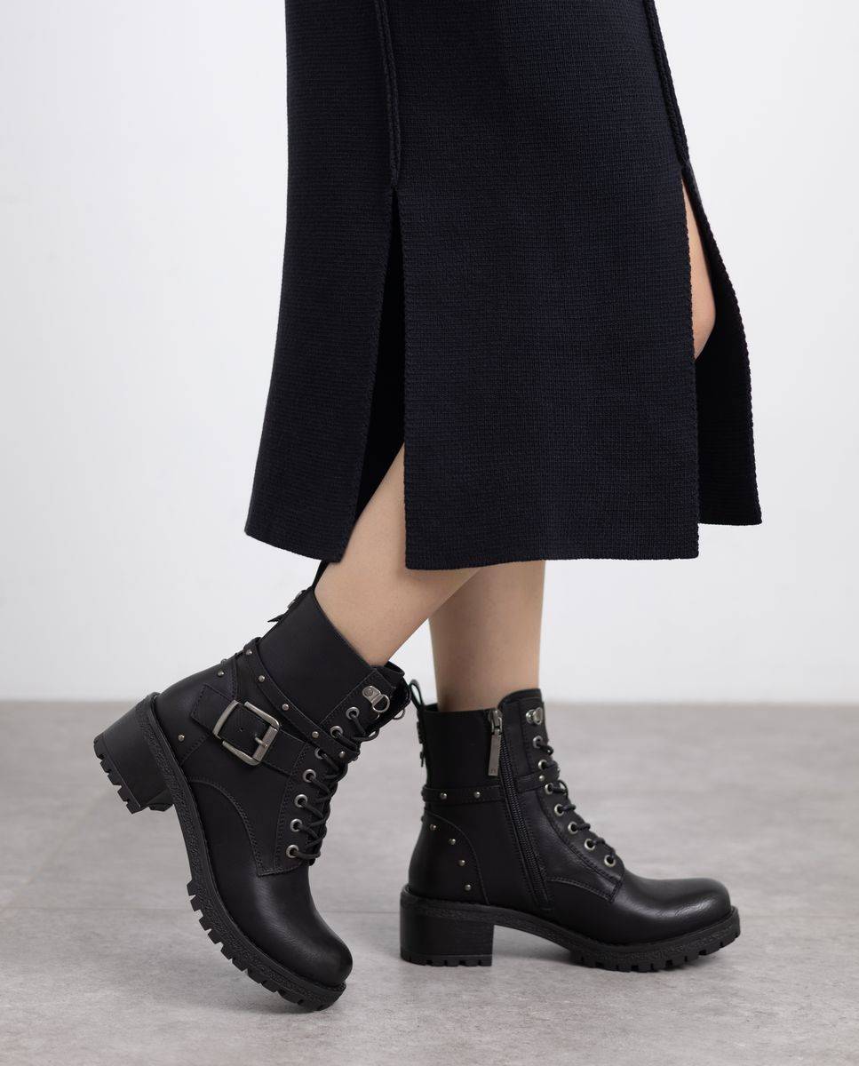 Botín de mujer con cordones - Refresh - Negro Negro-2