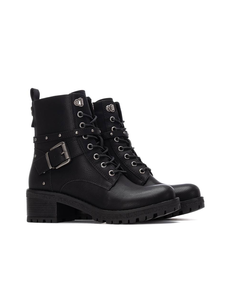 Botín de mujer con cordones - Refresh - Negro Negro-5