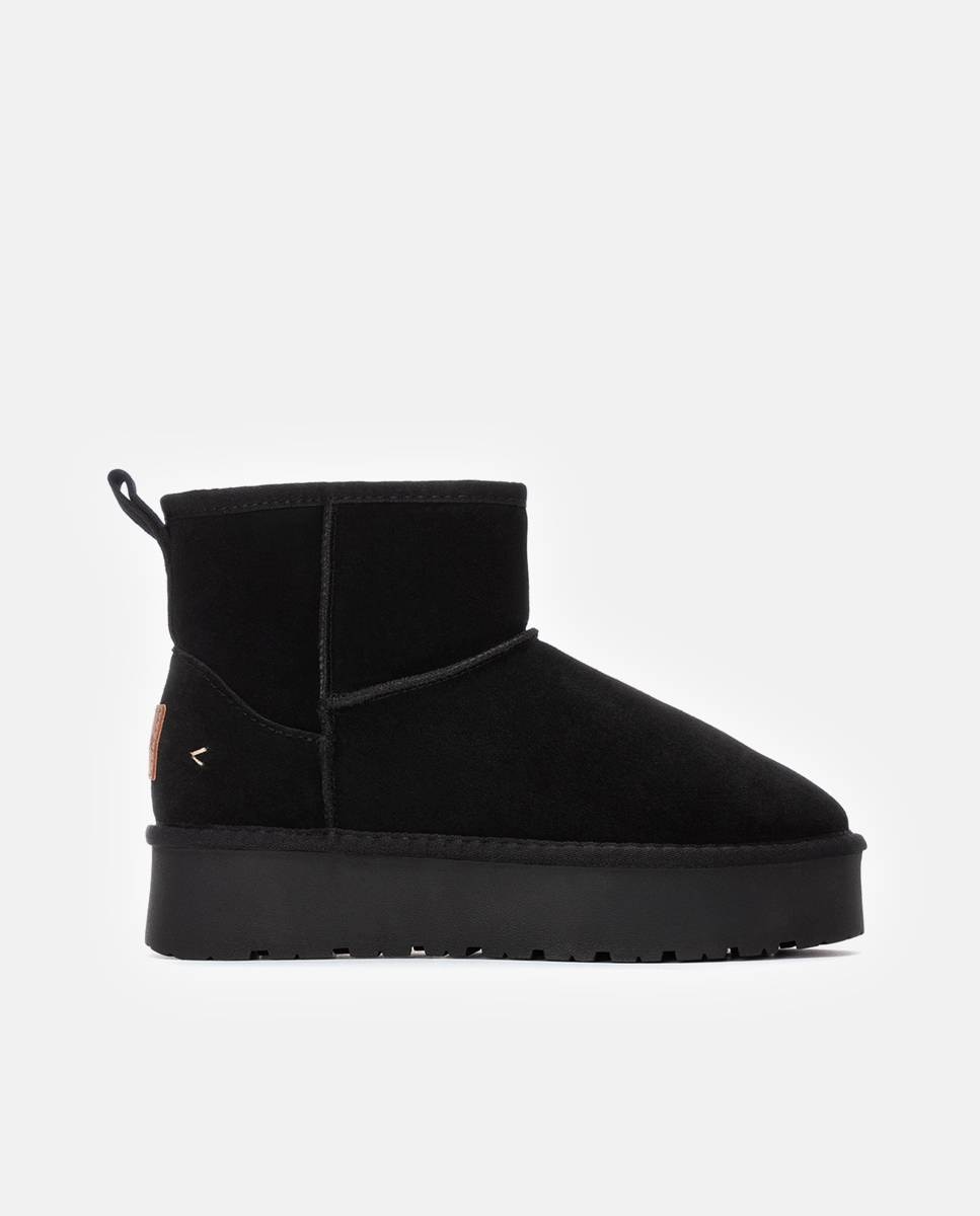 Botines de pelo de mujer de piel - Carmela - Negro Negro-1