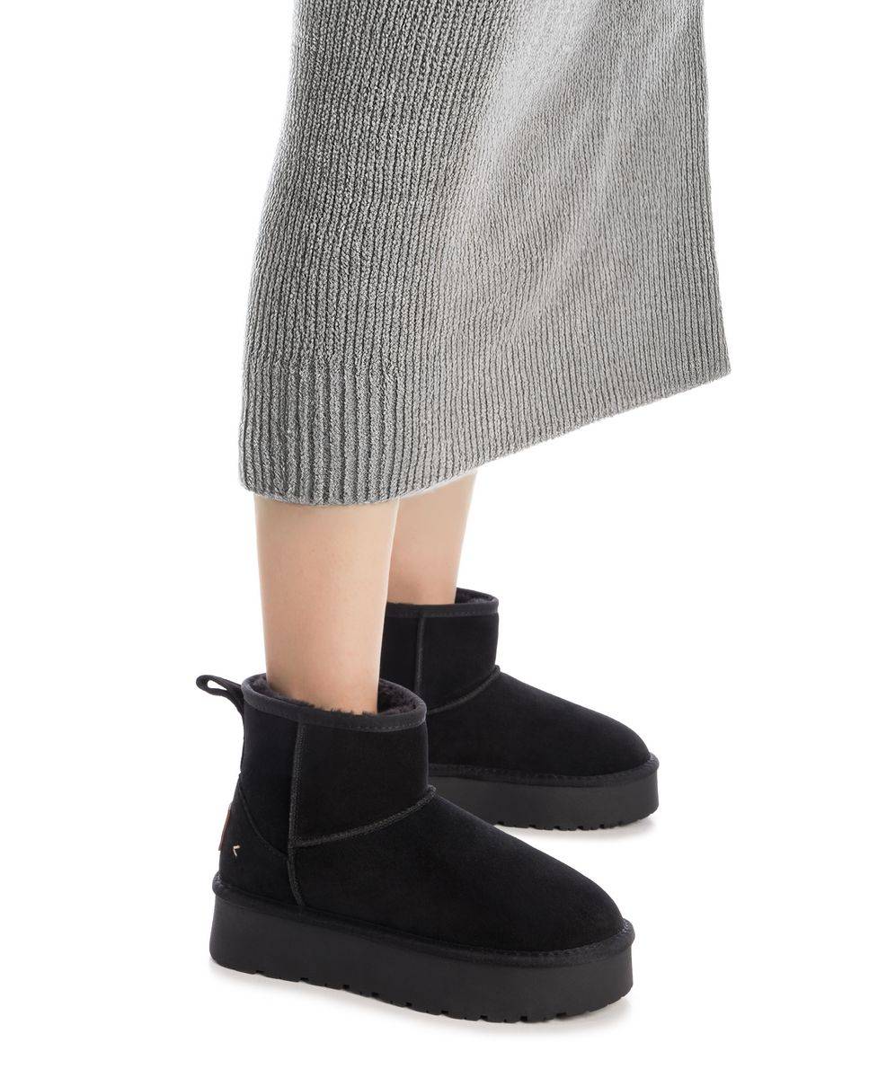 Botines de pelo de mujer de piel - Carmela - Negro Negro-2