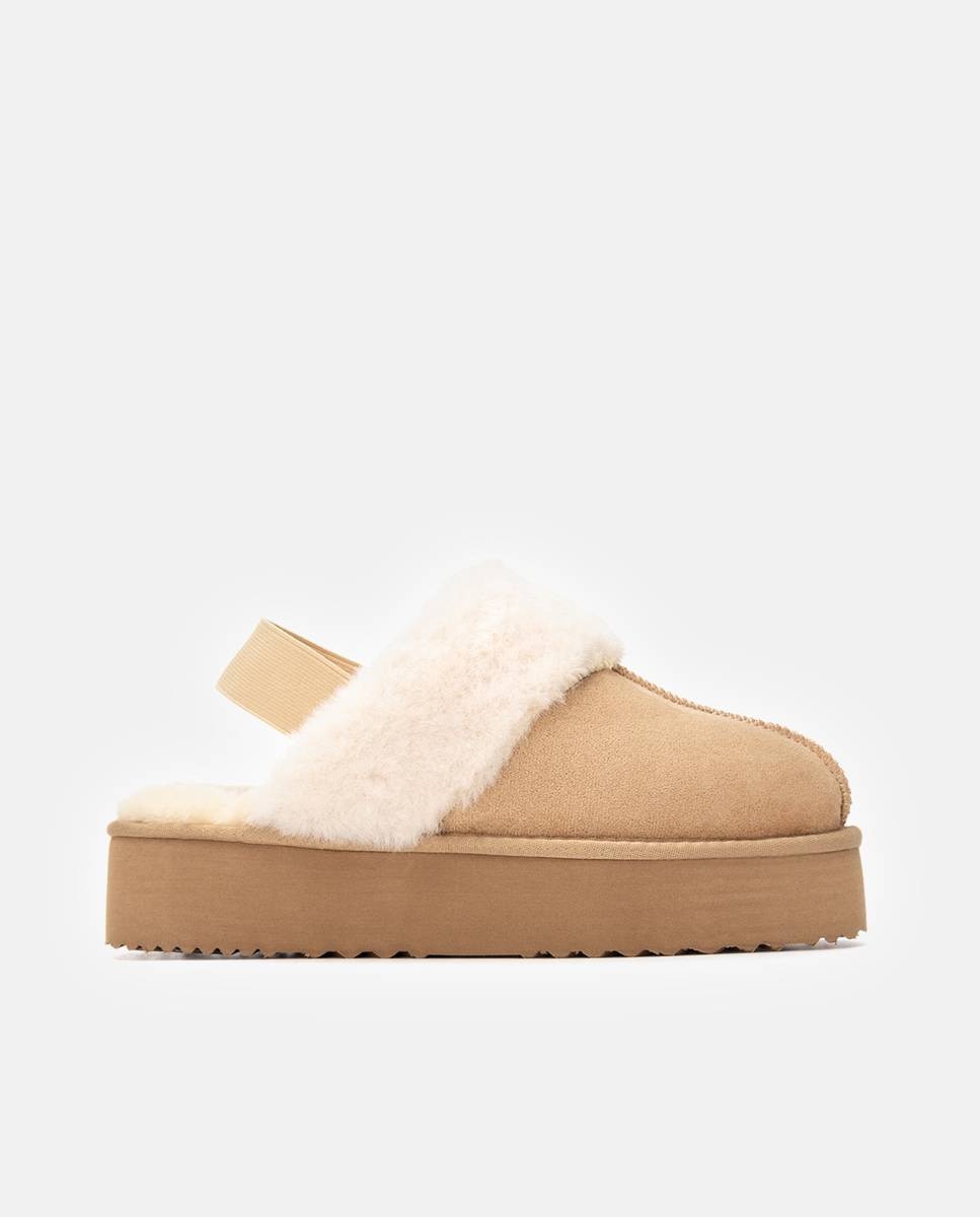 Zapatillas plataforma de mujer con pelo estilo australiano - Xti - Beige Beige-1