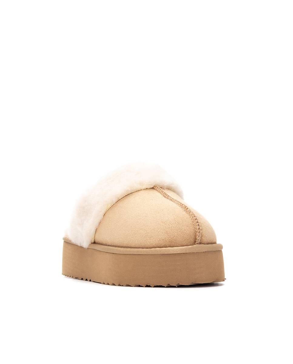 Zapatillas plataforma de mujer con pelo estilo australiano - Xti - Beige Beige-3