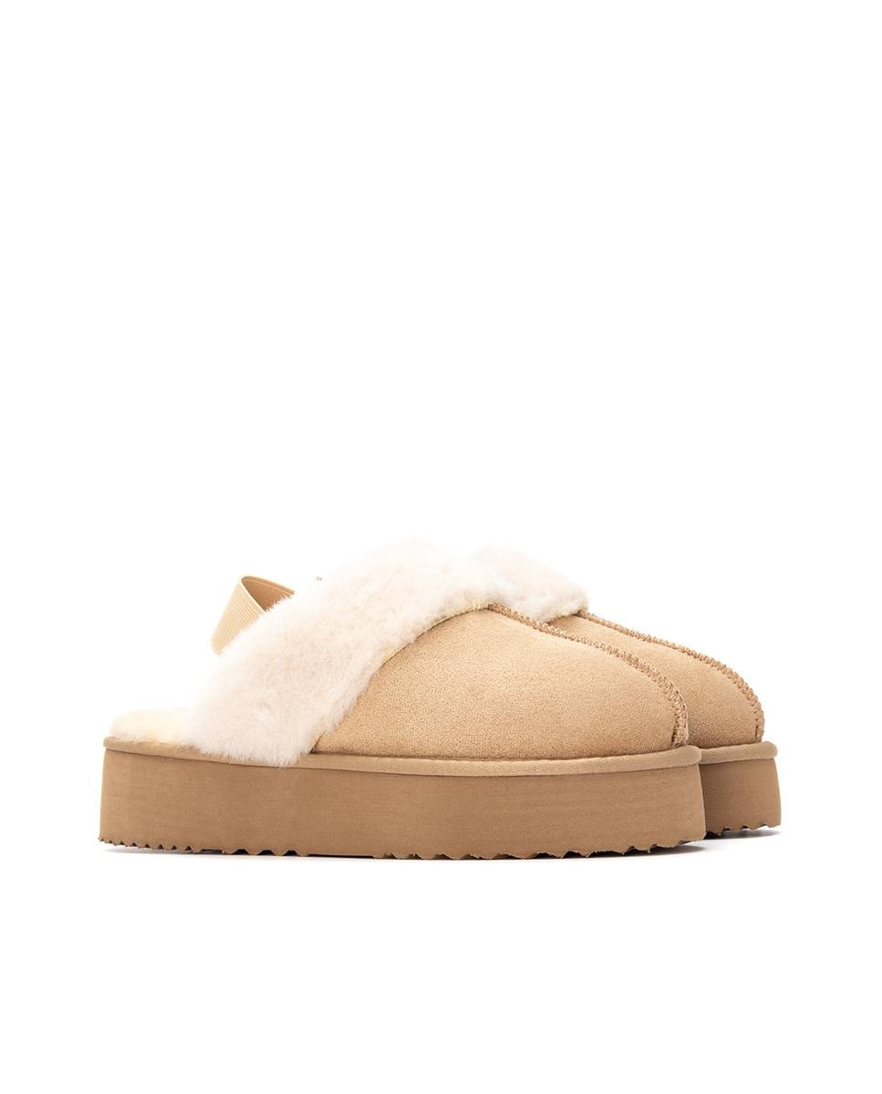 Zapatillas plataforma de mujer con pelo estilo australiano - Xti - Beige Beige-5