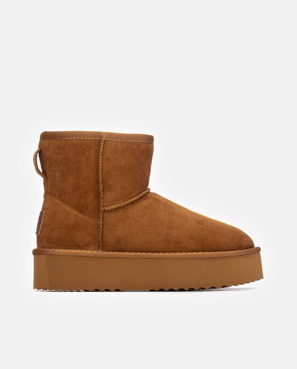 Botines con pelo de mujer australiano con plataforma - Xti - Camel Camel-1