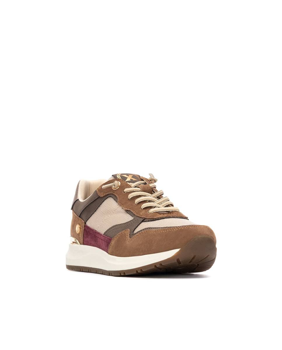 Zapatilla de mujer con cordones - Xti - Marrón Marrón-3