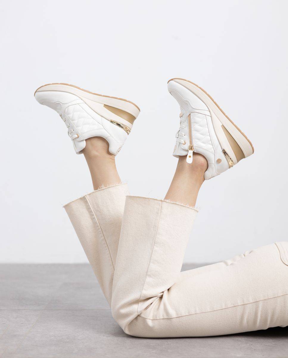 Zapatilla de mujer con cuña y cremallera - Xti - Blanco Blanco-2
