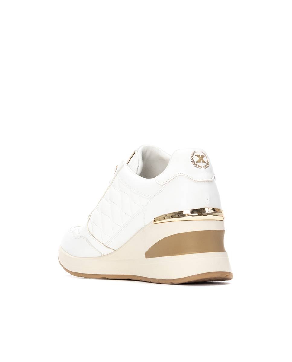 Zapatilla de mujer con cuña y cremallera - Xti - Blanco Blanco-4