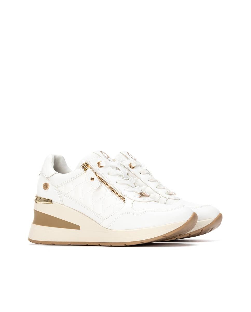 Zapatilla de mujer con cuña y cremallera - Xti - Blanco Blanco-5