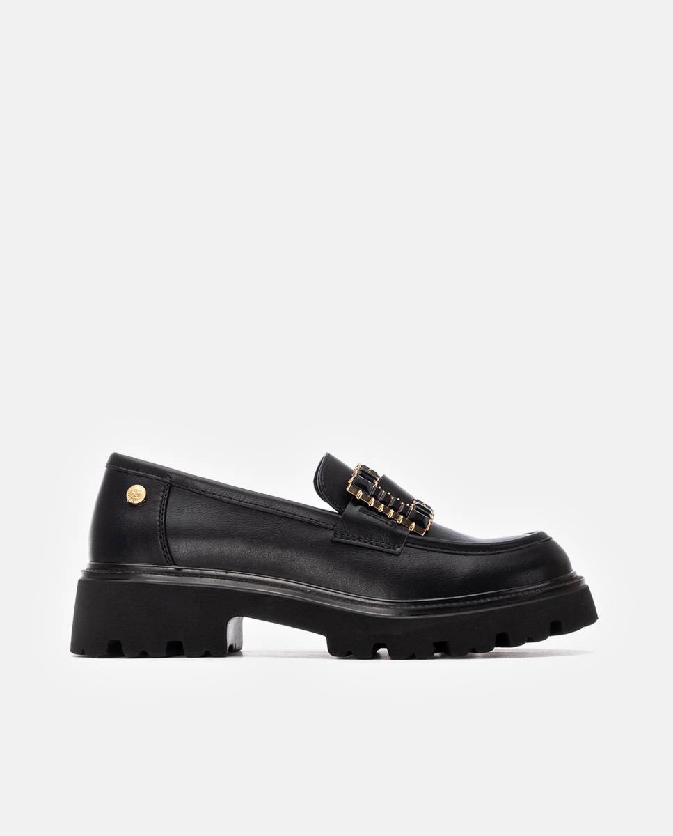 Mocasín de mujer plano con hebilla - Xti - Negro Negro-1