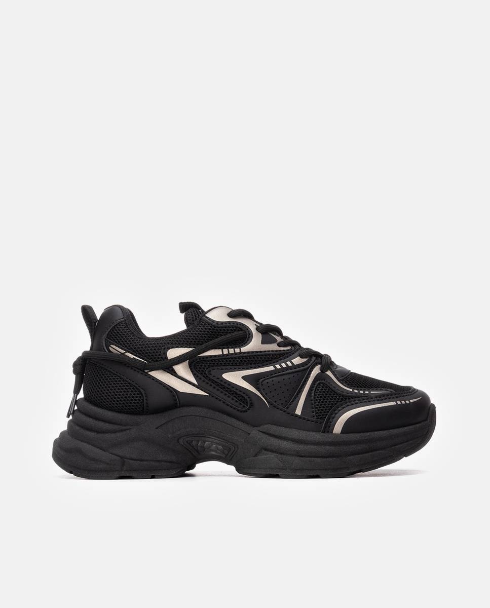 Zapatilla de mujer con cordones - Refresh - Negro Negro-1