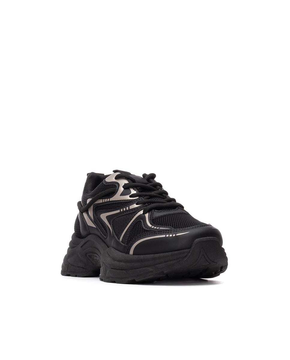 Zapatilla de mujer con cordones - Refresh - Negro Negro-3