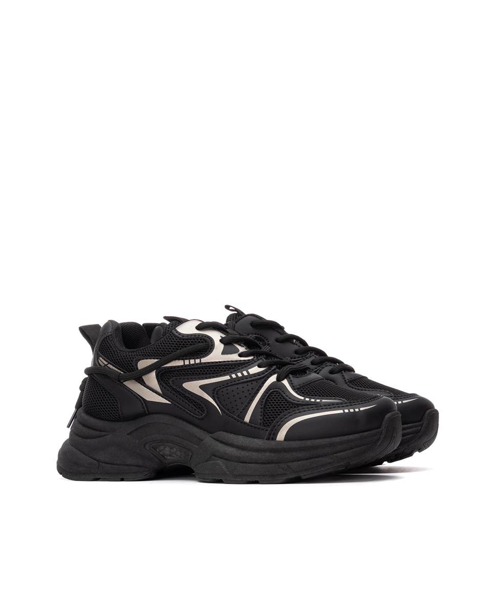Zapatilla de mujer con cordones - Refresh - Negro Negro-5