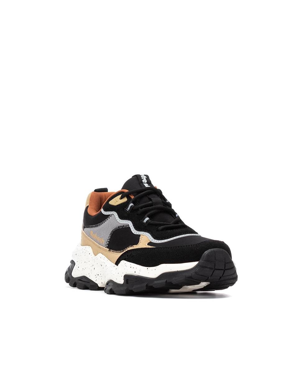 Zapatilla de mujer con cordones y plataforma - Refresh - Negro Negro-3