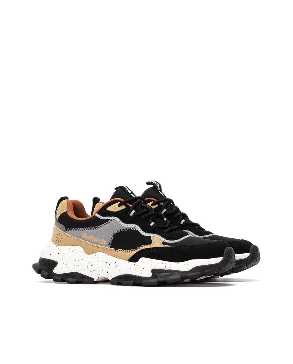 Zapatilla de mujer con cordones y plataforma - Refresh - Negro Negro-5