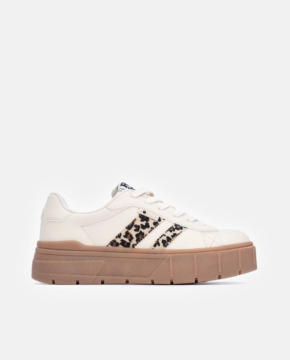 Zapatilla de mujer con cordones - Refresh - Beige Beige-1