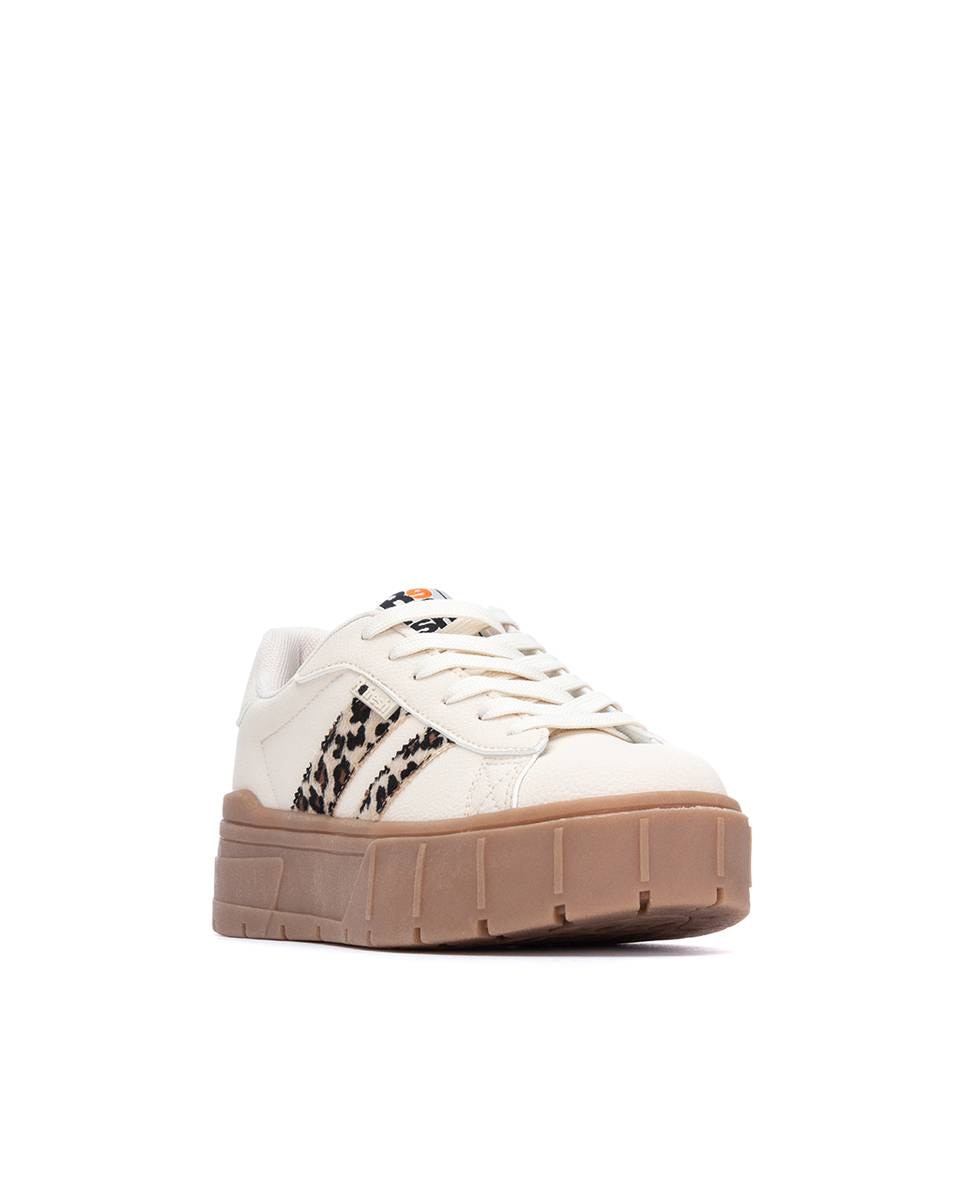Zapatilla de mujer con cordones - Refresh - Beige Beige-3