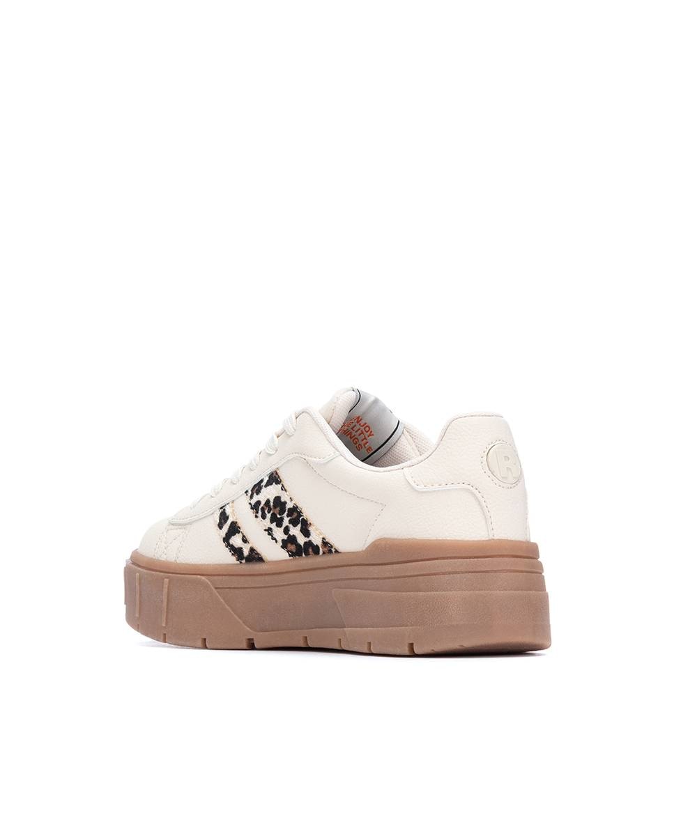 Zapatilla de mujer con cordones - Refresh - Beige Beige-4