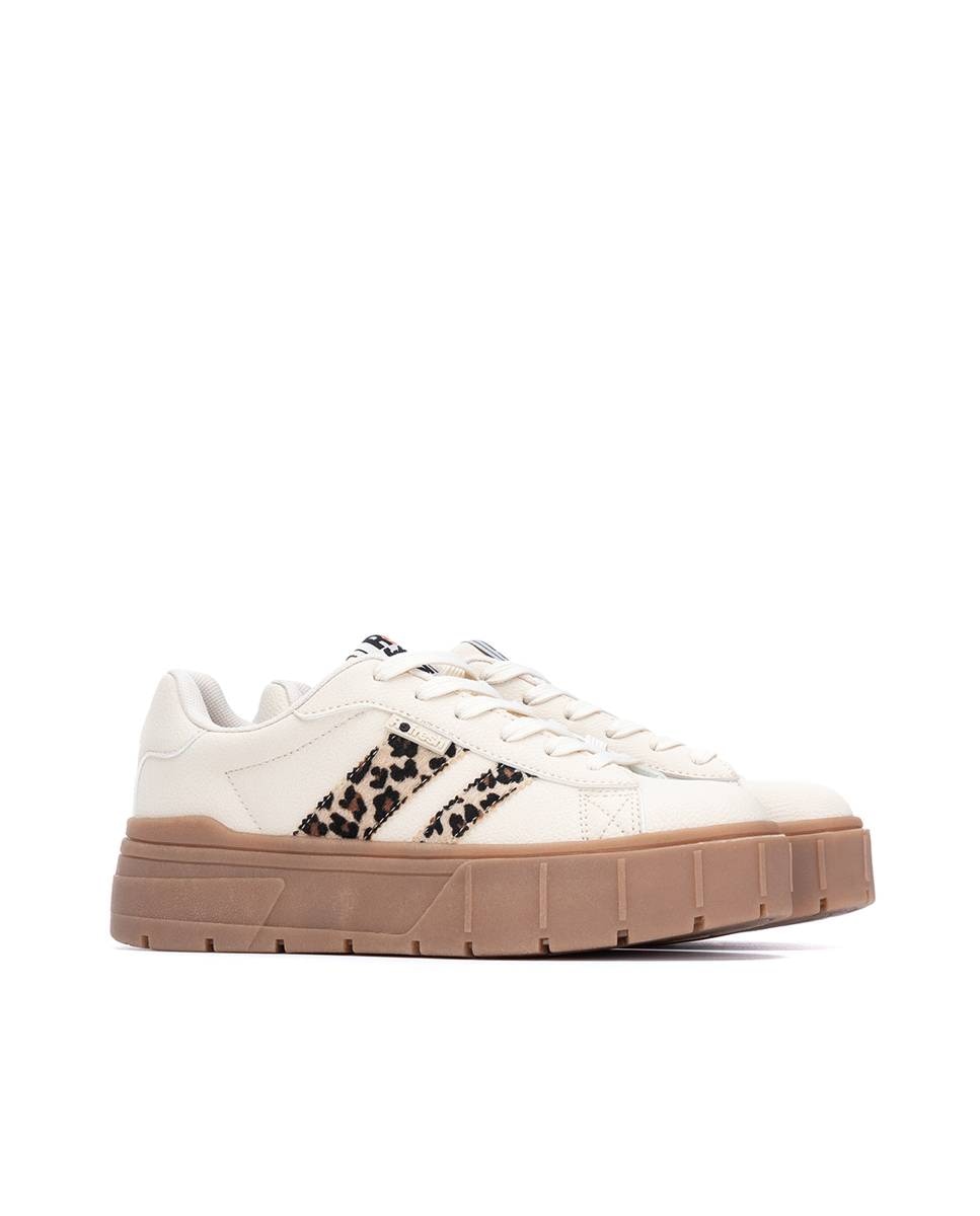 Zapatilla de mujer con cordones - Refresh - Beige Beige-5