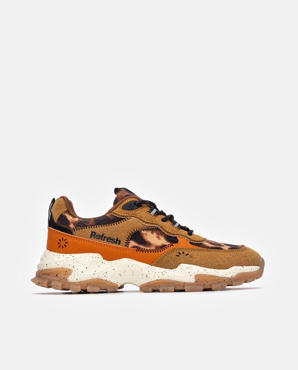 Zapatilla de mujer con cordones y plataforma - Refresh - Estampado Estampado-1