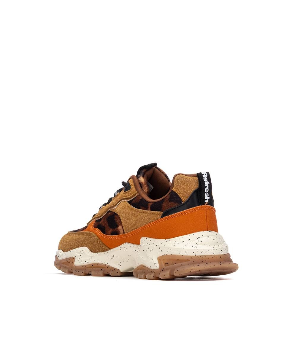 Zapatilla de mujer con cordones y plataforma - Refresh - Estampado Estampado-4