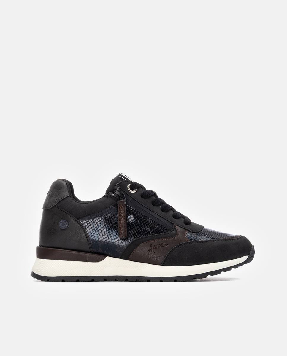 Zapatilla de mujer con cordones - Refresh - Negro Negro-1