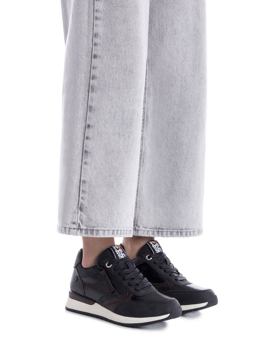 Zapatilla de mujer con cordones - Refresh - Negro Negro-2