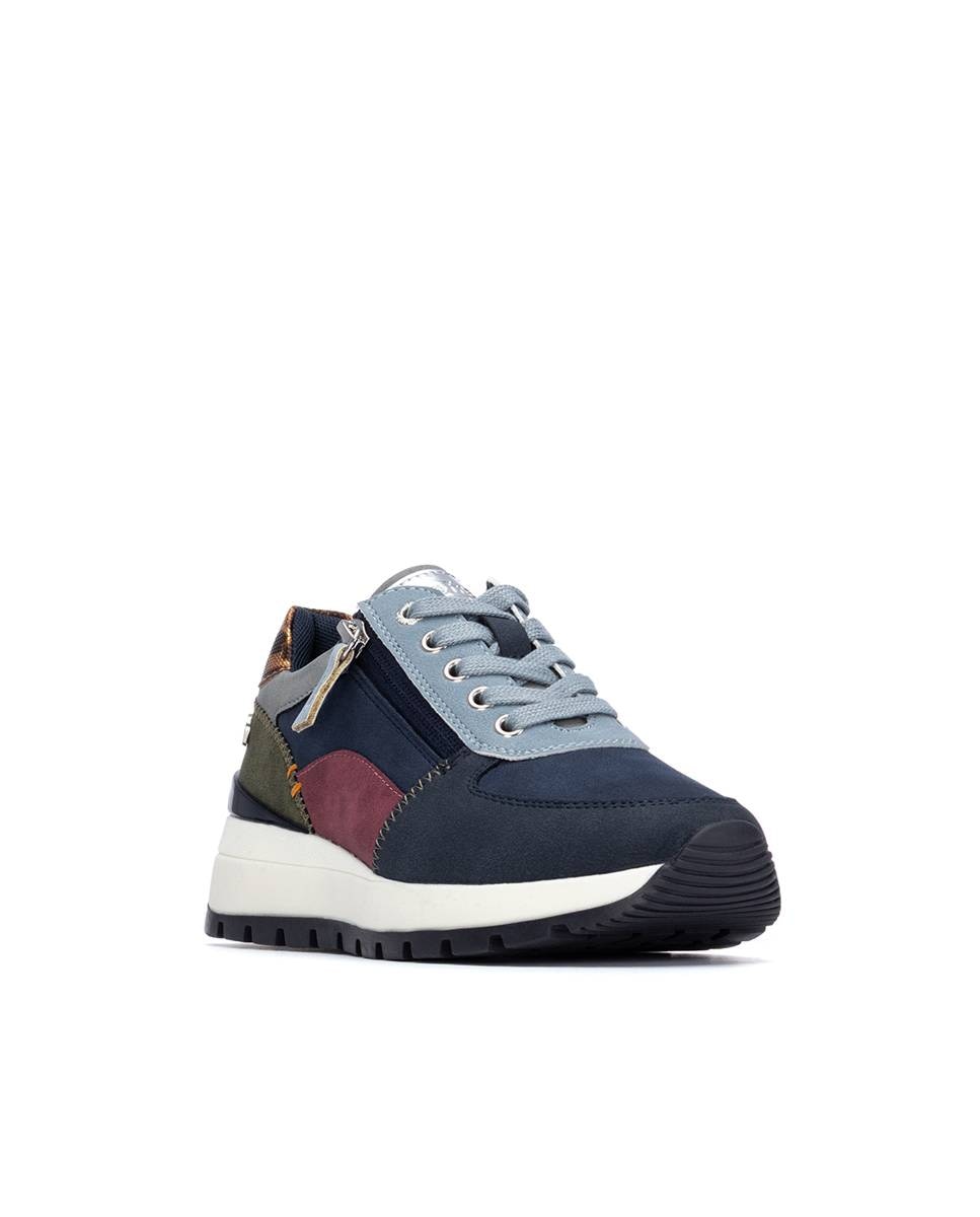 Zapatilla de mujer con cordones y cuña - Refresh - Azul Azul-3