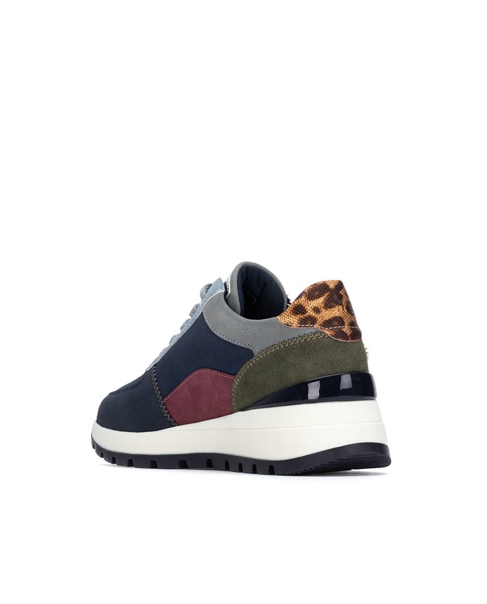 Zapatilla de mujer con cordones y cuña - Refresh - Azul Azul-4