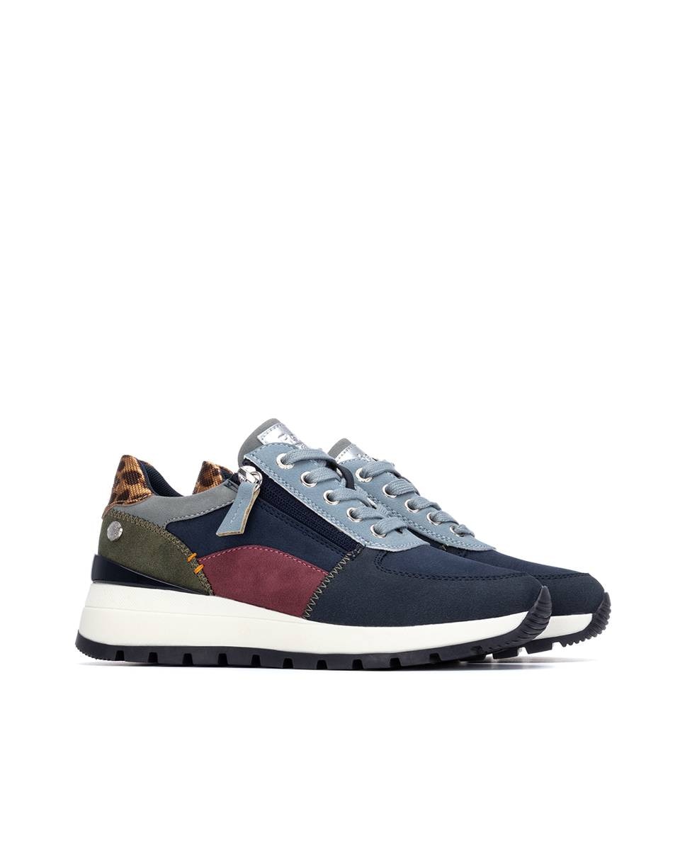Zapatilla de mujer con cordones y cuña - Refresh - Azul Azul-5