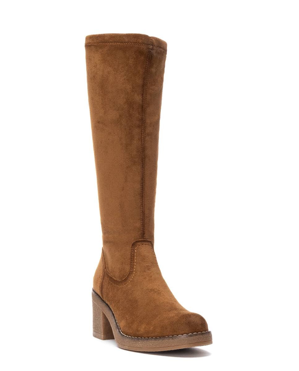 Bota de mujer con cremallera de antelina - Refresh - Camel Camel-3