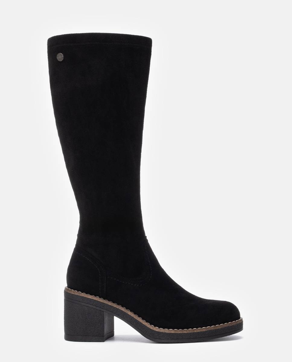 Bota de mujer con cremallera de antelina - Refresh - Negro Negro-1