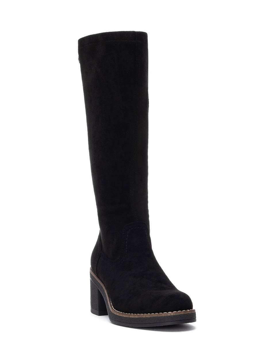 Bota de mujer con cremallera de antelina - Refresh - Negro Negro-3