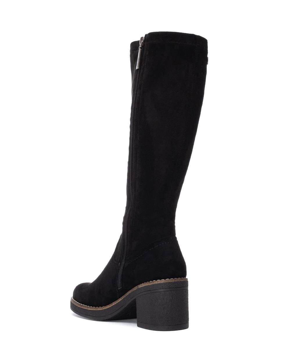 Bota de mujer con cremallera de antelina - Refresh - Negro Negro-4