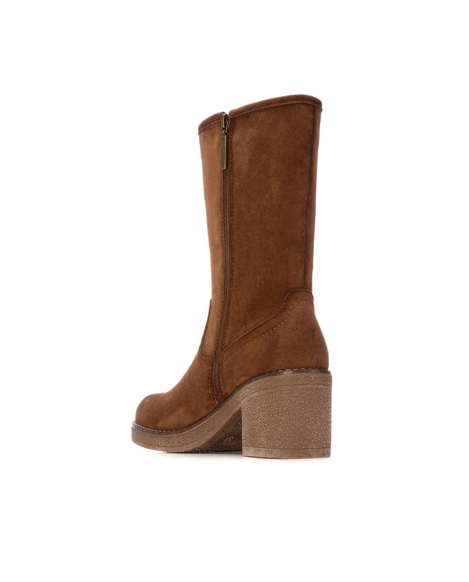 Botines de mujer con cremallera - Refresh - Camel Camel-4