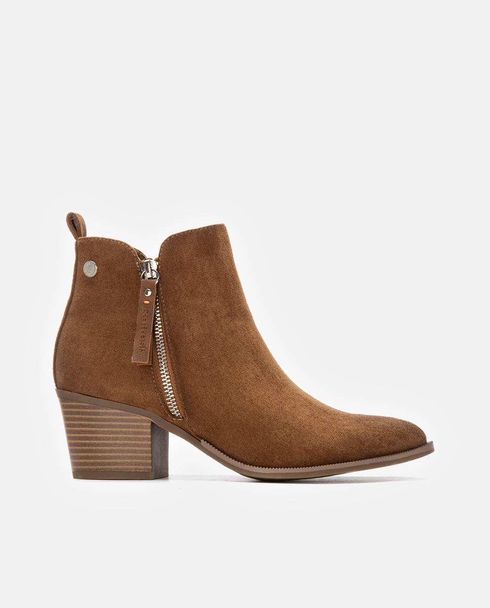 Botines de mujer cowboy con cremallera - Refresh - Camel Camel-1