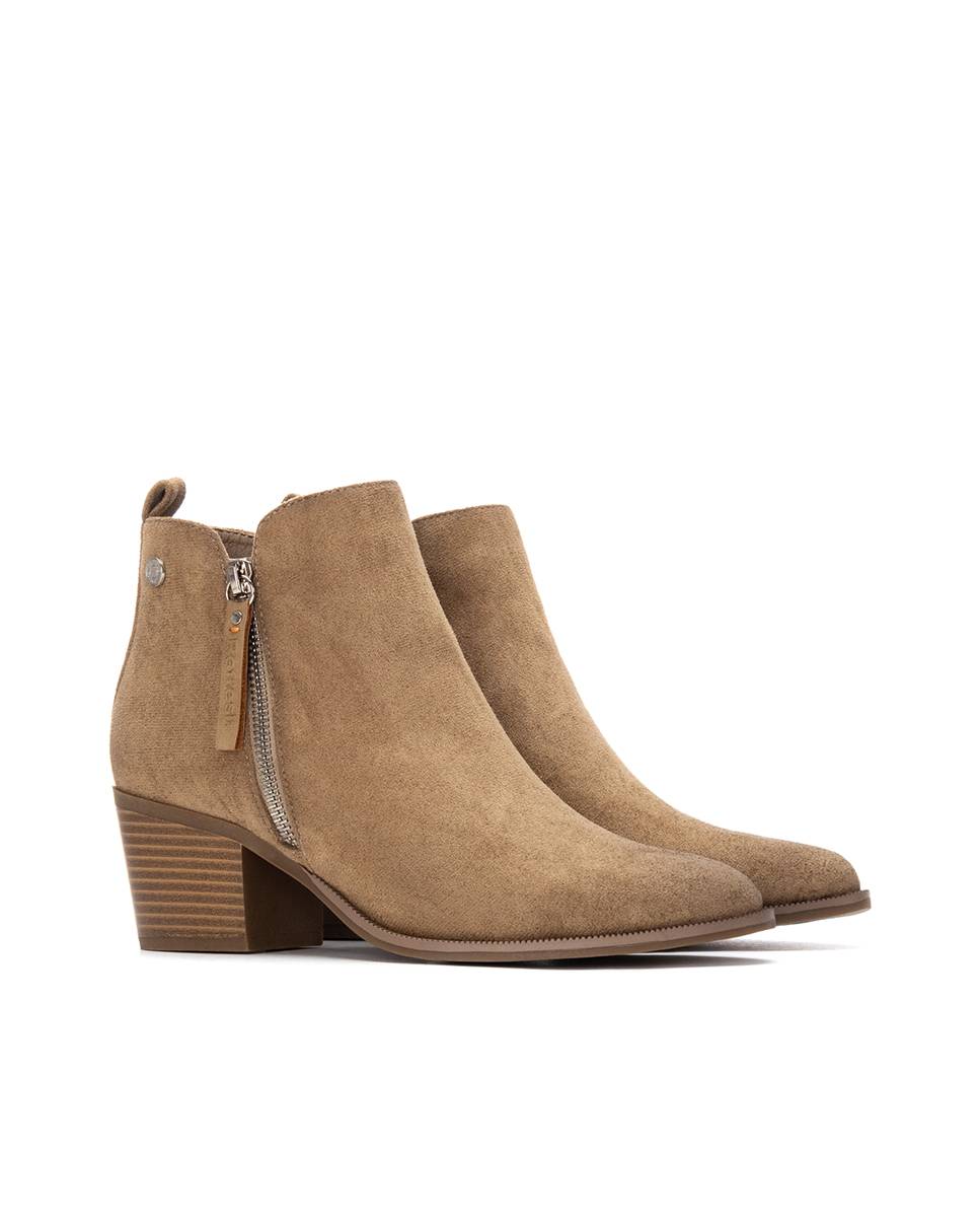 Botines de mujer cowboy con cremallera - Refresh - Beige Beige-4