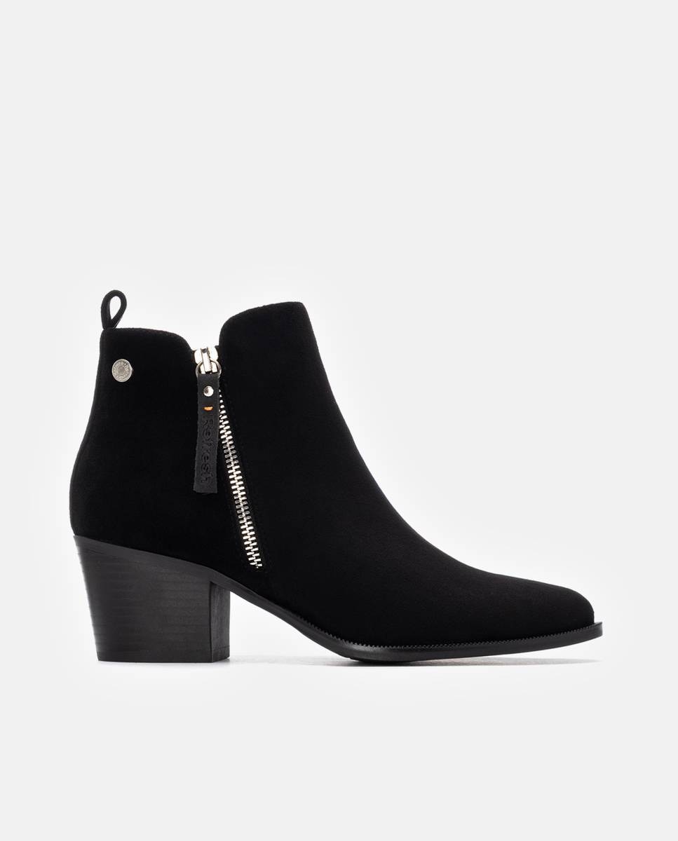 Botines de mujer cowboy con cremallera - Refresh - Negro Negro-1