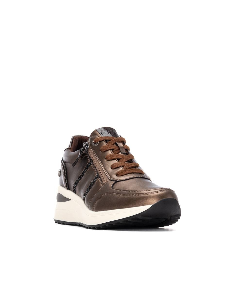 Zapatillas básicas de mujer con cremallera - Xti - Oro Oro-3
