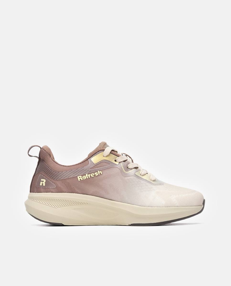 Zapatilla de mujer con cordones - Refresh - Beige Beige-1