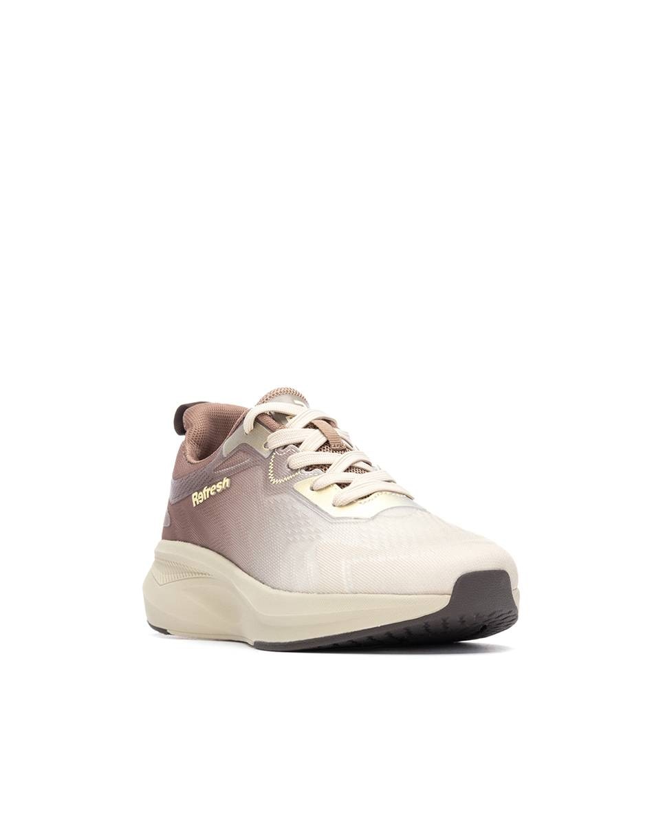 Zapatilla de mujer con cordones - Refresh - Beige Beige-3