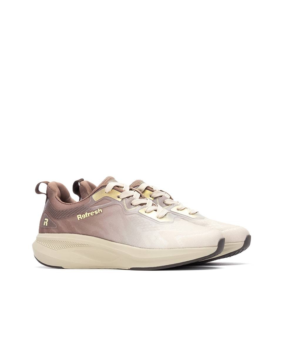 Zapatilla de mujer con cordones - Refresh - Beige Beige-5