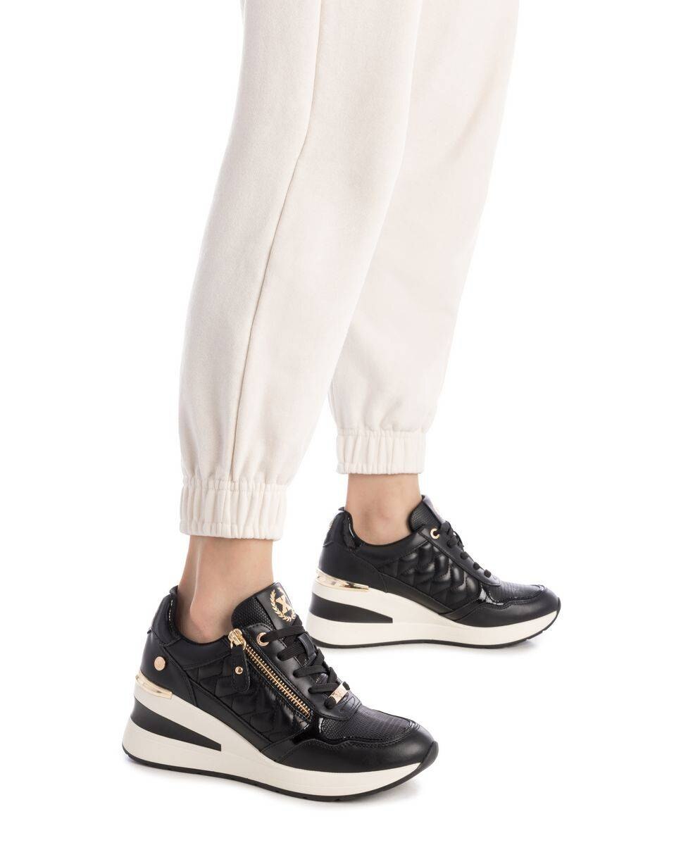 Zapatilla de mujer con cuña y cremallera - Xti - Negro Negro-2